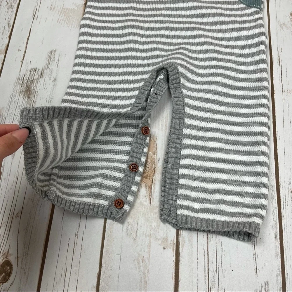 Mud Pie Striped Long Sleeve One Piece Size 12M